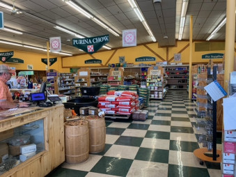 Sissons Feed and Ranch front counter and Purina Chow display