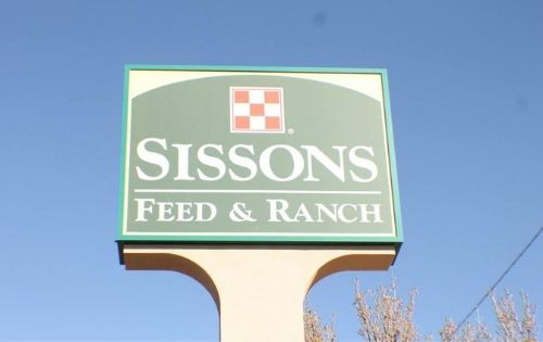 Sissons Feed and Ranch road sign in Delta, Colorado